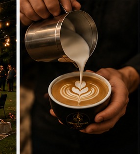 Barista pouring latte art